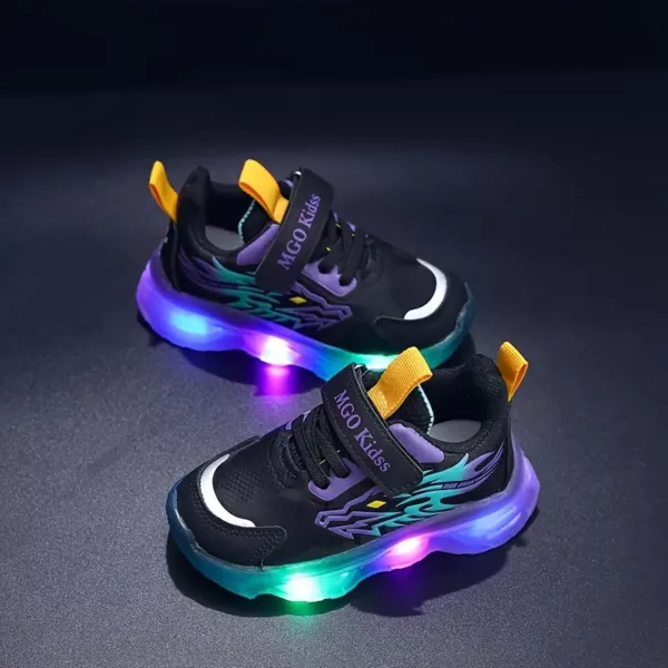 Baskets enfant LED motif dinosaure – chaussures sport lumineuses garçon fille