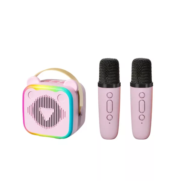 Karaoké sans fil avec 2 micros – enceinte rechargeable et lumières LED multicolores