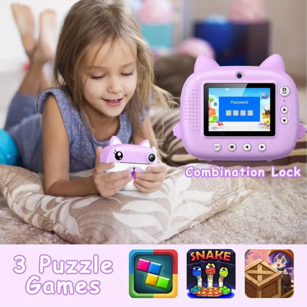 Appareil photo instantané enfant avec selfie et impression thermique – 32 Go inclus