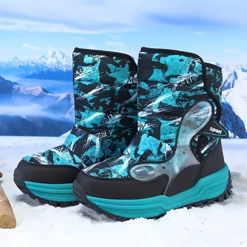 Bottes de neige enfant imperméables à motifs – doublées chaud pour l’hiver