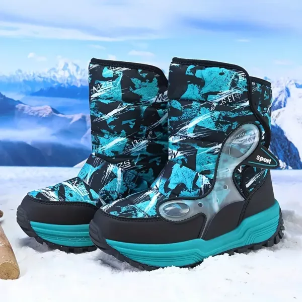 Bottes de neige enfant imperméables à motifs – doublées chaud pour l’hiver