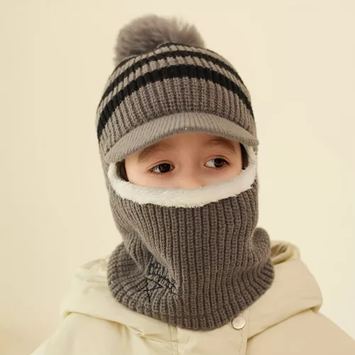 Tour de cou enfant hiver avec capuche chaude – doublé polaire et protège-oreilles