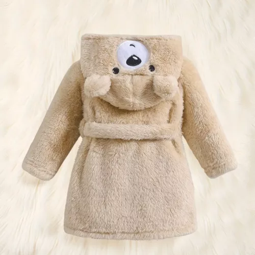 Peignoir enfant en flanelle douce – motif animal brodé, chaud et confortable