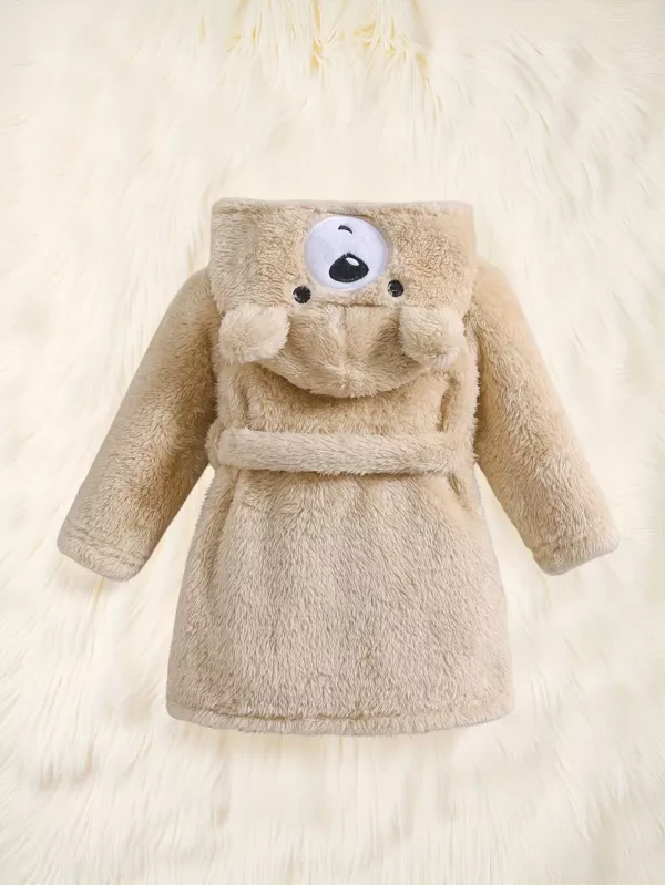 Peignoir enfant en flanelle douce – motif animal brodé, chaud et confortable