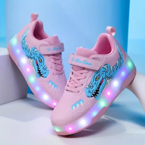 Chaussures à roulettes pour enfants avec lumières LED et freins rechargeables
