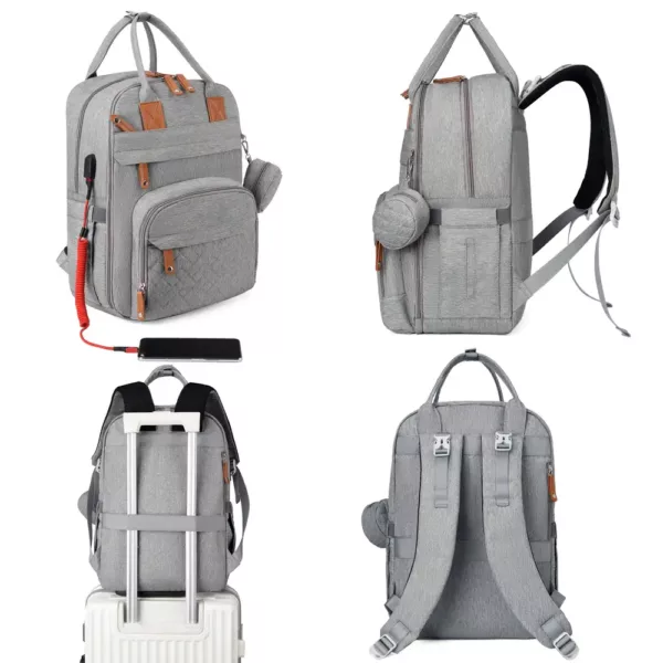 Sac à dos à couches multifonction avec poches isothermes et sangles poussette