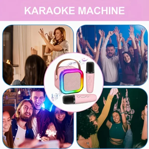 Karaoké portable avec 2 micros filaires – mini système audio tout-en-un