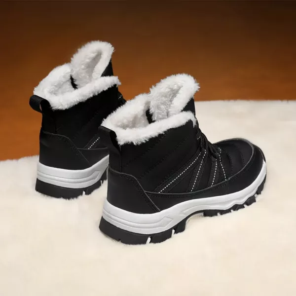 Bottes de neige enfant mi-hautes à lacets – doublure polaire chaude antidérapante