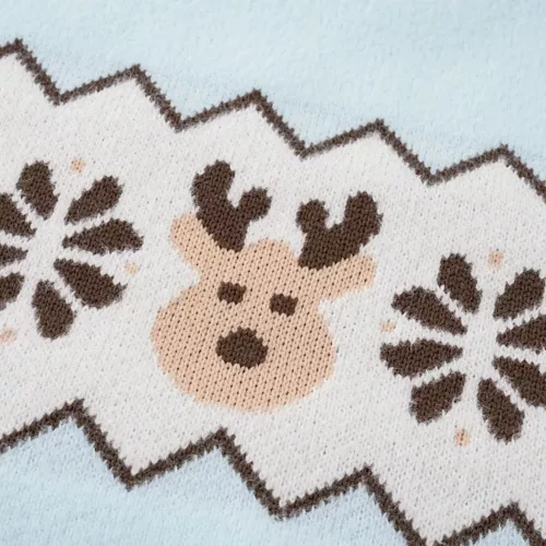 Pull de Noël enfant col rond avec motif renne et flocons en maille douce