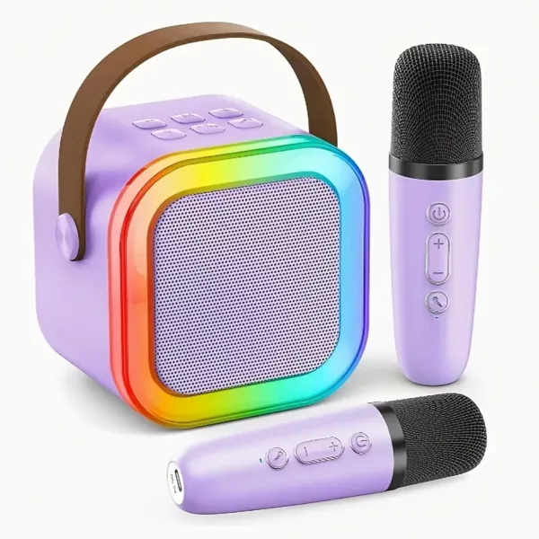 Karaoké portable avec 2 micros filaires – mini système audio tout-en-un