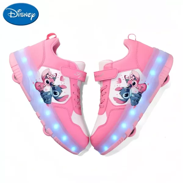 Chaussures de patinage à LED USB avec roues amovibles et motif dessin animé