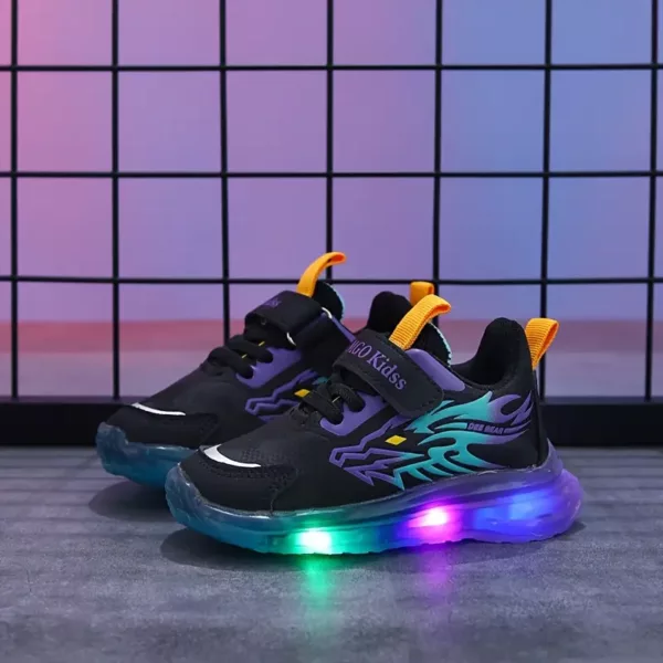 Baskets enfant LED motif dinosaure – chaussures sport lumineuses garçon fille