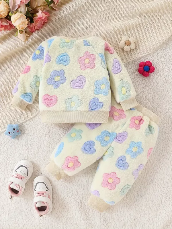Ensemble layette naissance bébé fille – motif floral en polyester doux