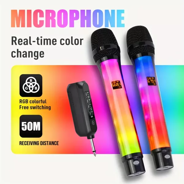 Microphone sans fil rétro à LED – changement de couleur et haut-parleur intégré