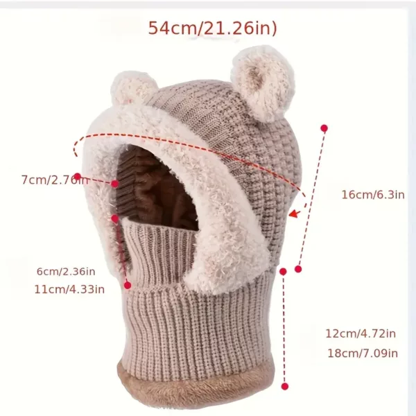 Ensemble bonnet, cache-cou et masque enfant en tricot chaud – mixte hiver