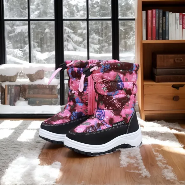 Bottes de neige fille mi-mollet imperméables intérieur doux antidérapantes hiver