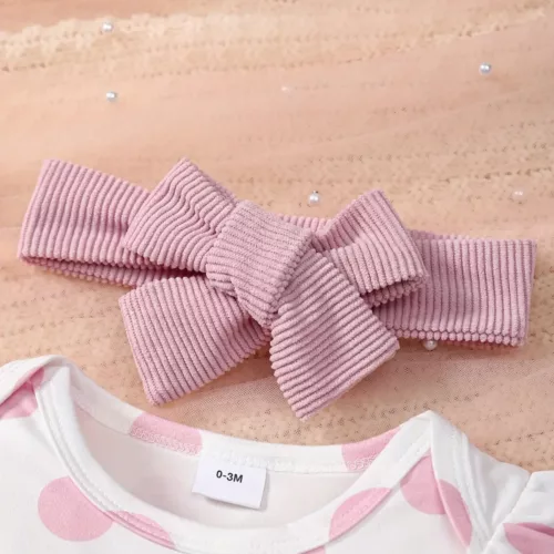 Ensemble naissance 3 pièces bébé fille – body, pantalon et bonnet assortis