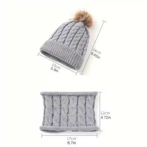 Ensemble bonnet et écharpe bébé tricoté – hiver chaud et doux 2 pièces
