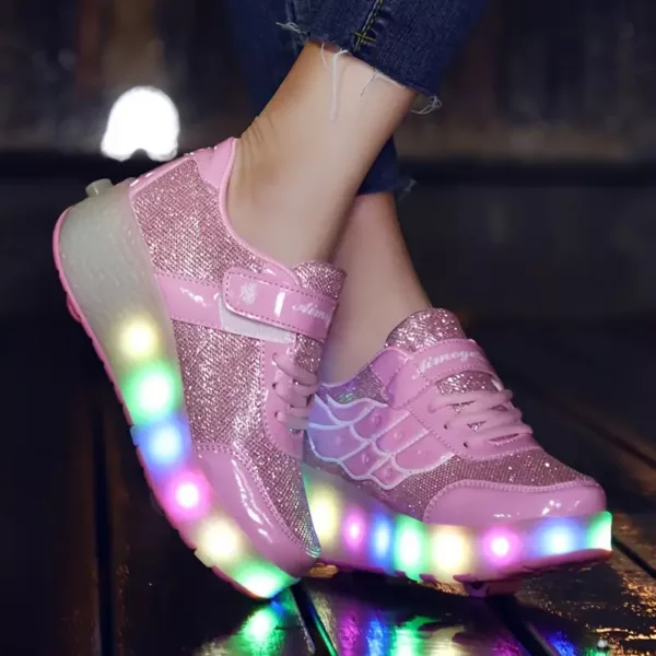 Chaussures à roulettes lumineuses pour enfants – design scintillant et tendance