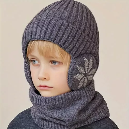 Ensemble bonnet et écharpe hiver enfant – lot de 2 pièces chaud pour l’extérieur