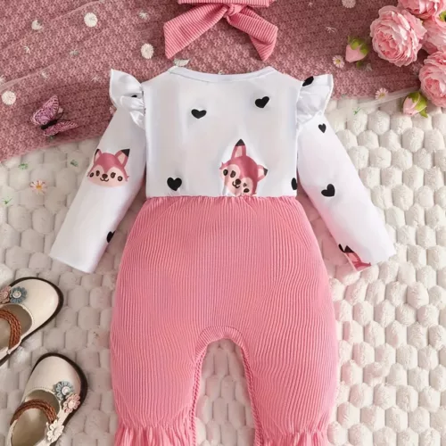 Body naissance bébé fille motif renard – tenue douce et mignonne pour nouveau-né