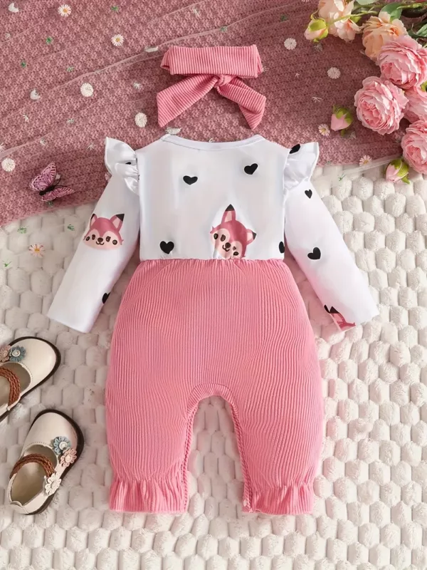 Body naissance bébé fille motif renard – tenue douce et mignonne pour nouveau-né