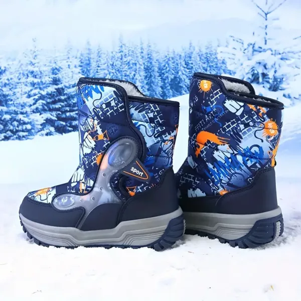 Bottes de neige enfant imperméables à motifs – doublées chaud pour l’hiver