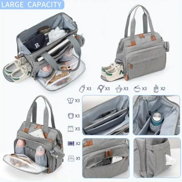 Sac à dos maman isotherme multifonction en tissu Oxford – compartiments pratiques