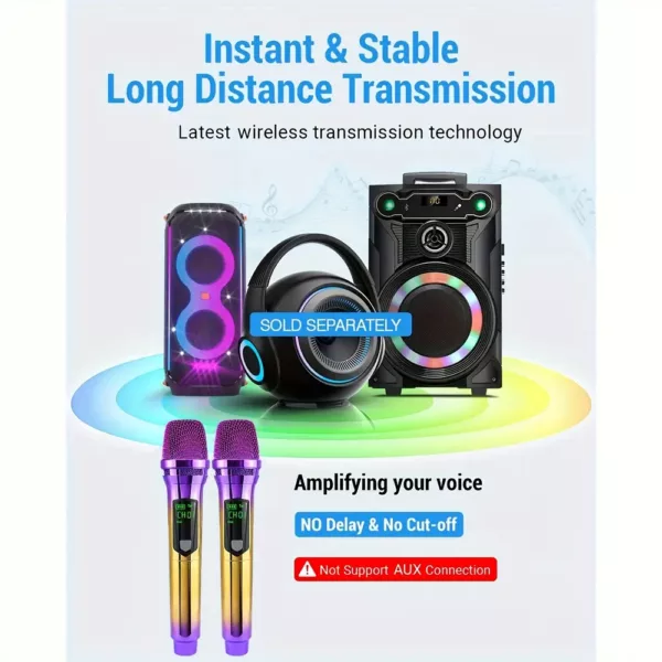 Microphones sans fil avec base rechargeable – duo dynamique compatible 3,5 mm & 6,35 mm