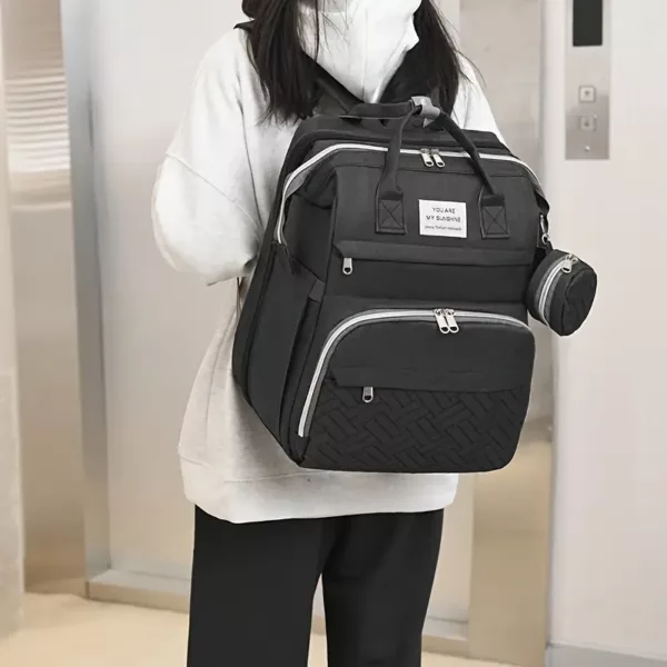 Sac à dos à langer pratique et élégant – compartiments multiples, fermeture zippée
