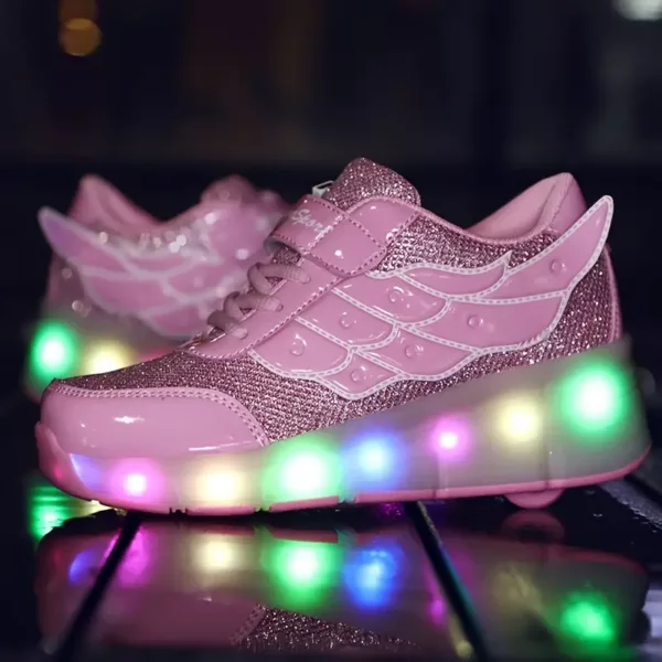 Chaussures à roulettes lumineuses pour enfants – design scintillant et tendance