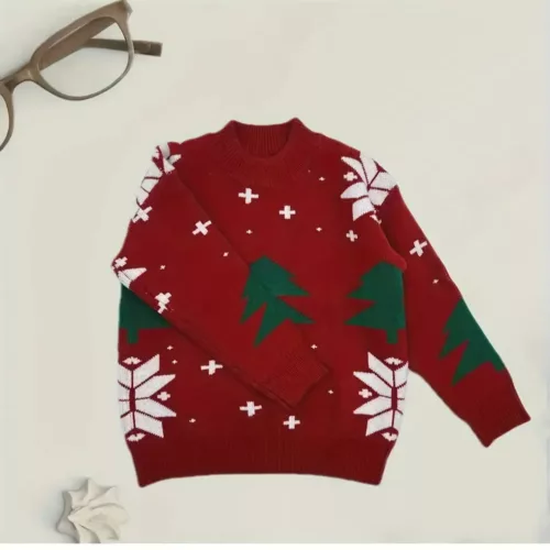 Pull de Noël enfant fille – motif renne en maille chaude style décontracté