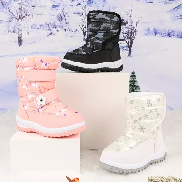 Bottes de neige enfant imperméables doublées fourrure – hiver mixte chaud antidérapant