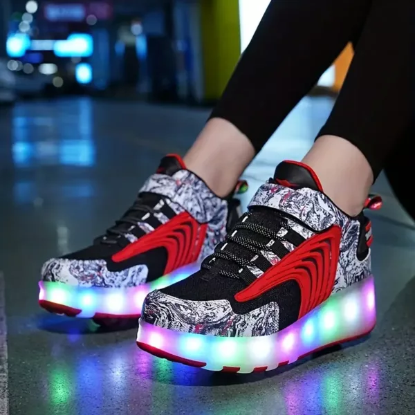 Patins à roulettes à double roue respirants – design tendance pour enfants et ados