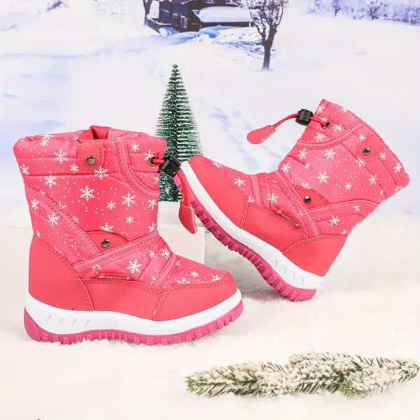 Bottes de neige enfant imperméables doublées chaud – scratchs et semelle TPR antidérapante