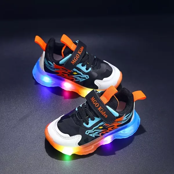 Baskets enfants à LED motif dragon – fermeture bande, semelle confort toutes saisons