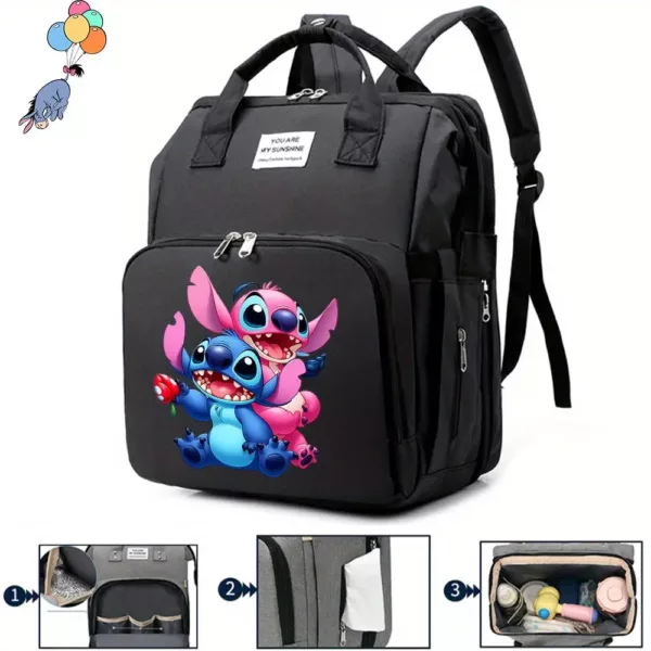 Sac à langer pliable avec berceau intégré et poches isolées – motif Stitch Disney