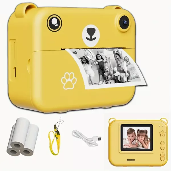 Appareil photo instantané enfant avec impression thermique – USB, 3 papiers inclus