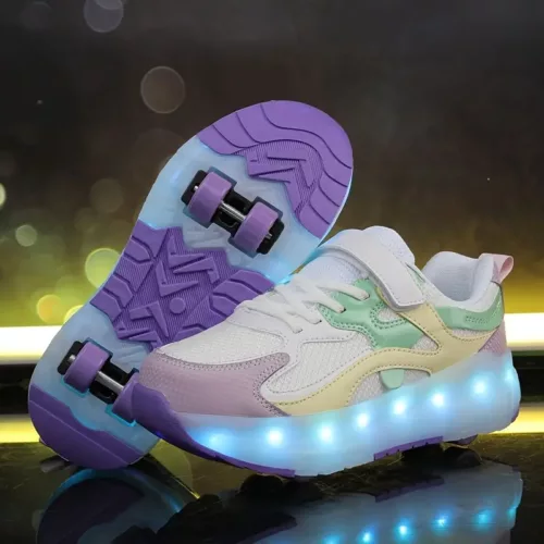 Chaussures à roulettes LED USB – baskets lumineuses rechargeables unisexe