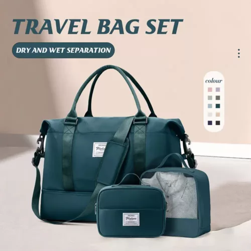 Sac de voyage femme polyvalent en nylon avec compartiments séparés et porte-chaussures