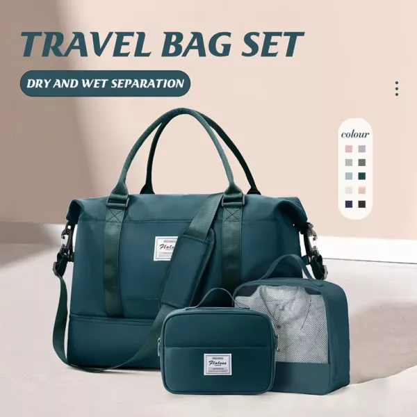 Sac de voyage femme polyvalent en nylon avec compartiments séparés et porte-chaussures