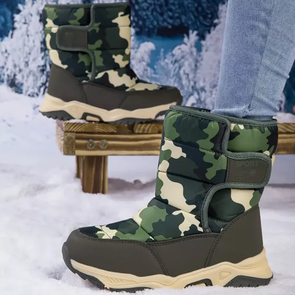 Bottes de neige enfant imperméables avec isolation chaude motif camouflage