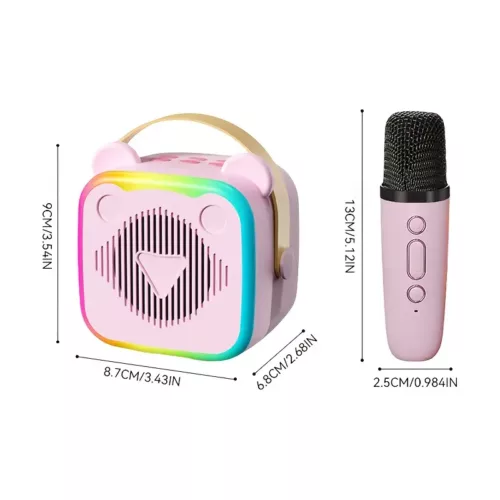 Karaoké sans fil avec 2 micros – enceinte rechargeable et lumières LED multicolores