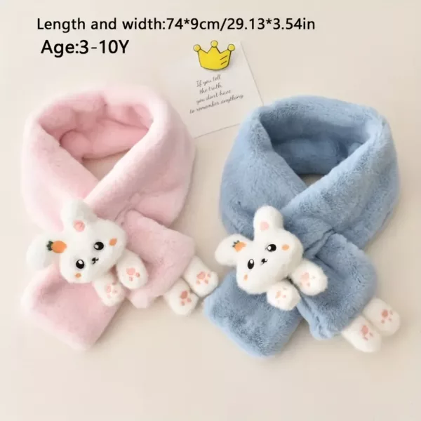 Écharpe tour de cou enfant en peluche douce – motif lapin mignon dessin animé