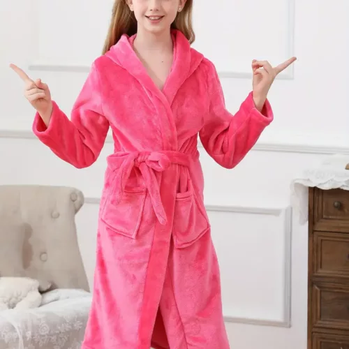 Peignoir enfant en flanelle ultra doux – imprimé licorne et chaud pour fille