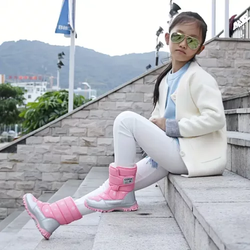 Bottes de neige enfant fourrées imperméables – look décontracté chaud garçon fille
