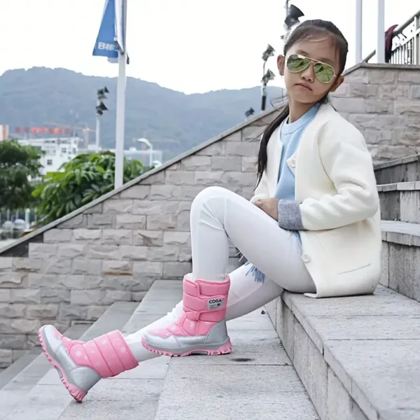 Bottes de neige enfant fourrées imperméables – look décontracté chaud garçon fille