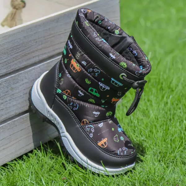 Bottes de neige enfant imperméables avec motif fleurs et dessins animés chaleureux