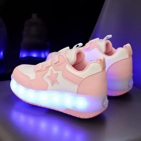 Chaussures à roulettes LED rechargeables pour filles – sneakers basses lumineuses