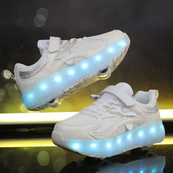 Chaussures à roulettes LED USB – baskets lumineuses rechargeables unisexe